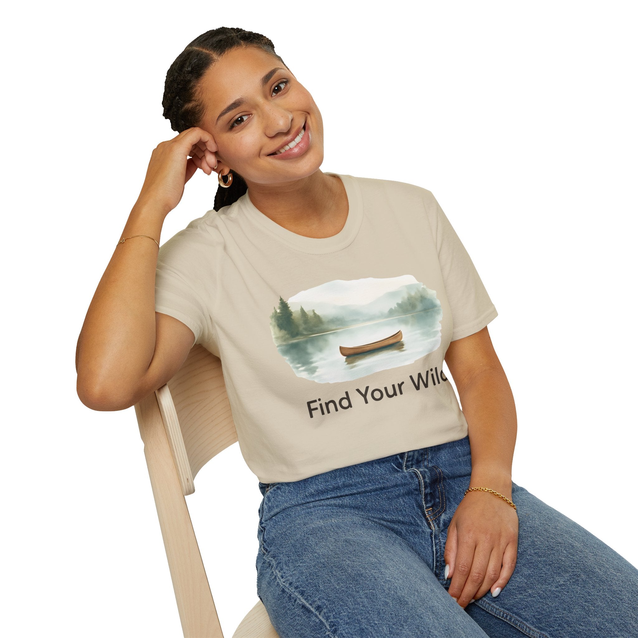 Find Your Wild Canoe T-Shirt — Lake Pine Trees Outdoor Adventure Tee