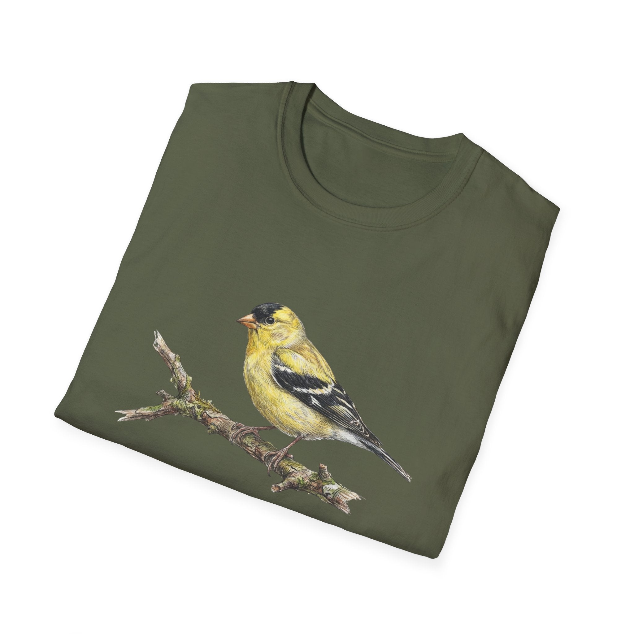 Goldfinch Bird T-Shirt – Vintage Watercolor Songbird Tee