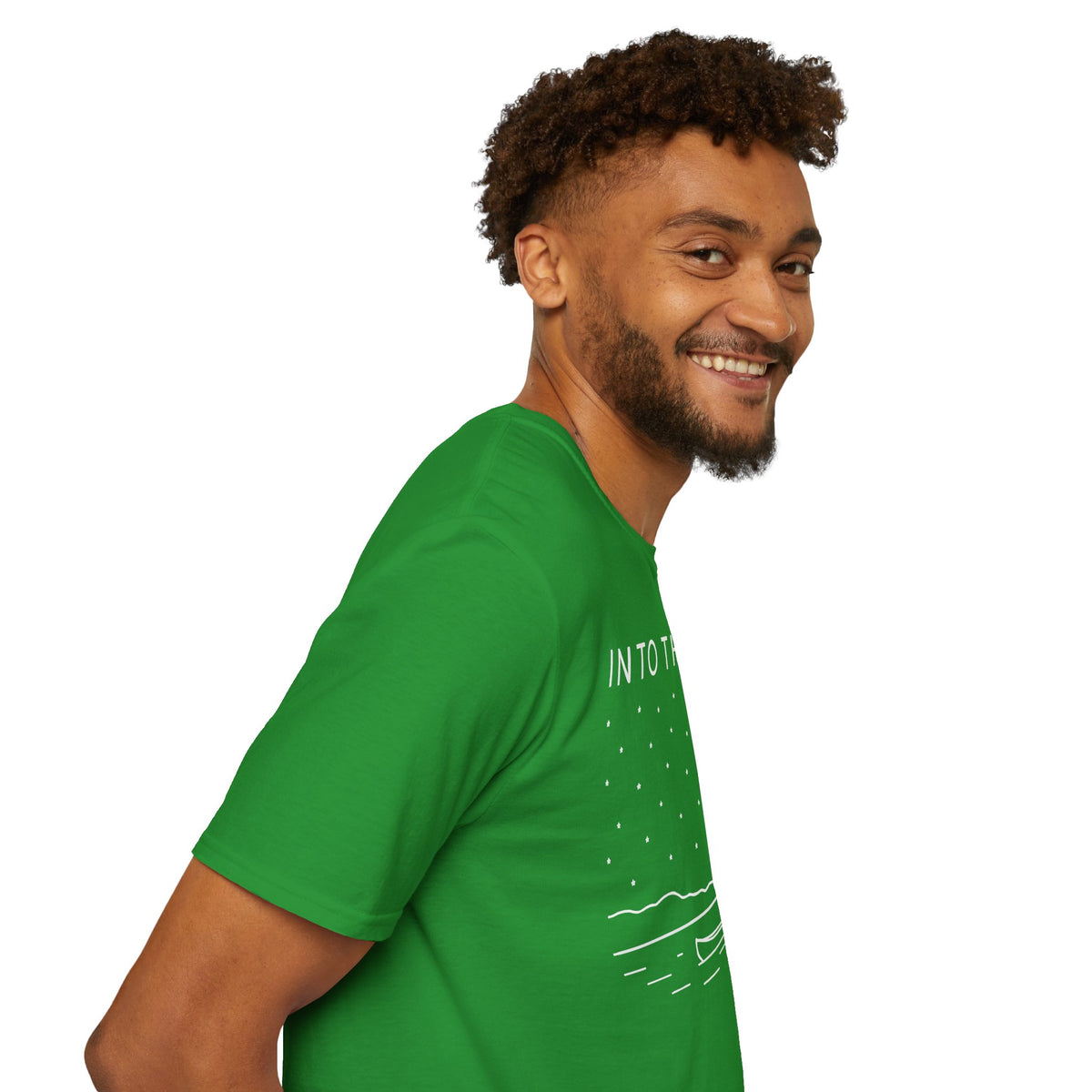 Into The Wild Canoe T-Shirt - Minimal Night Sky Lake Camping Tee