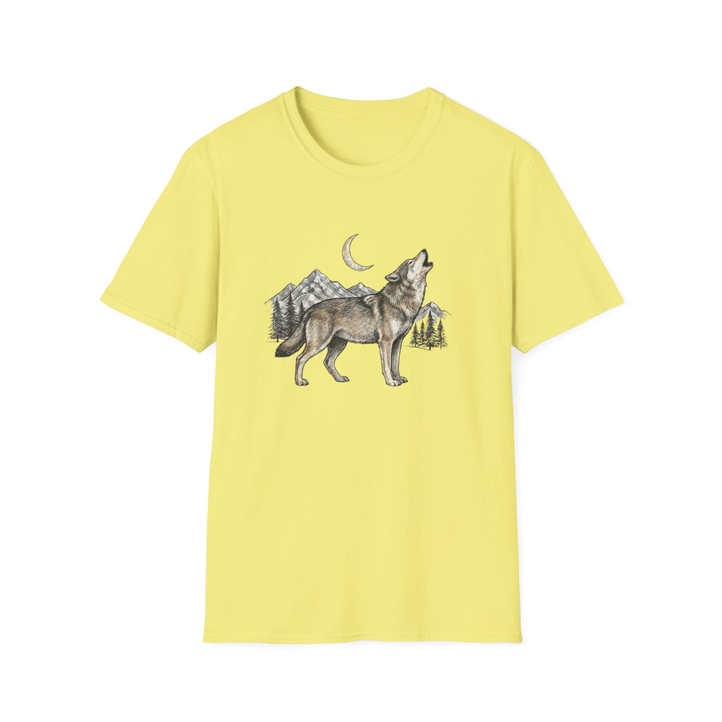 Wolf Howl T-Shirt — Moonlit Mountain Wildlife Tee