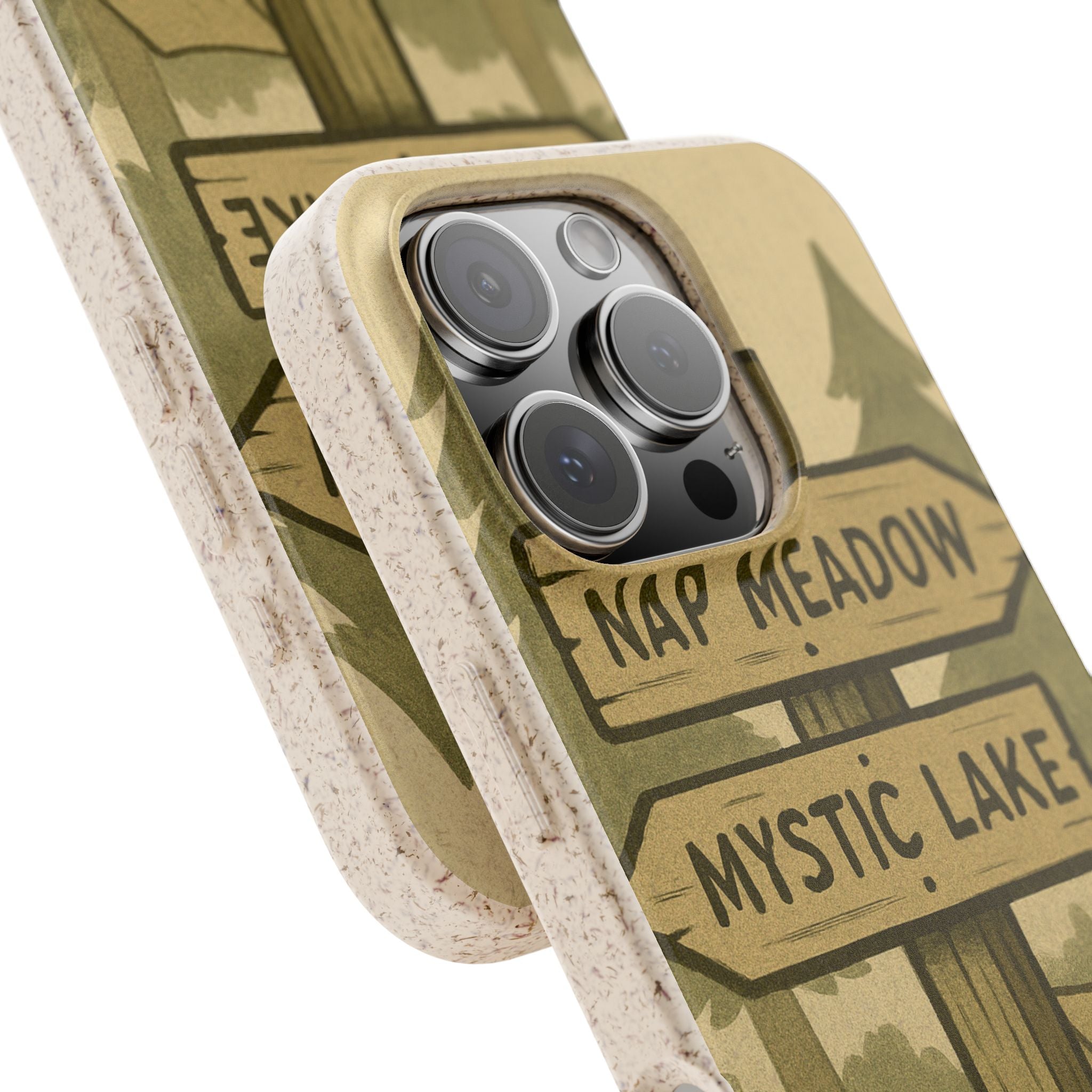 Biodegradable Phone Case — 'Nap Meadow' Mystic Lake Camping Design
