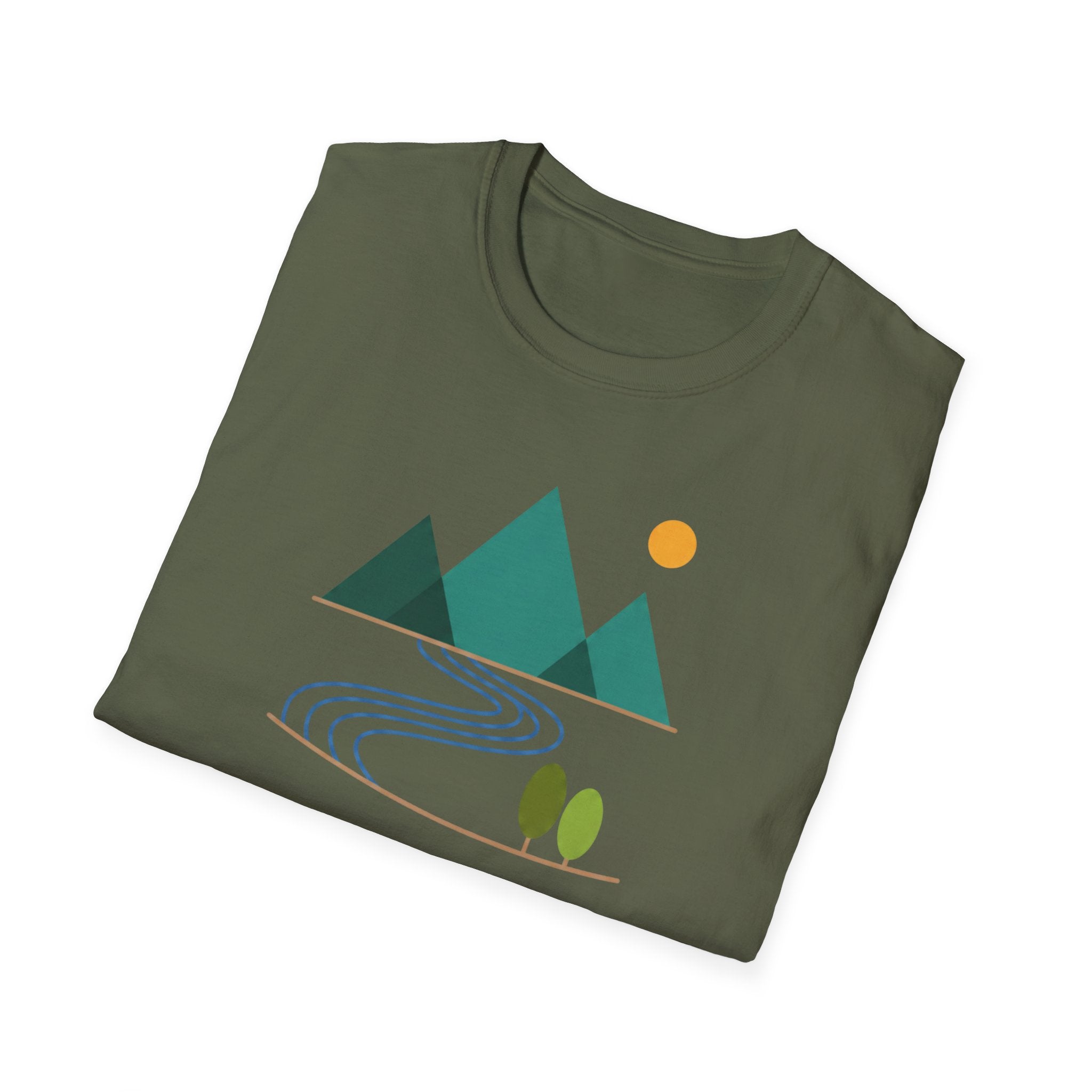 Minimal Mountain River T-Shirt — Nature Graphic Tee