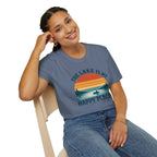 Canoe On The Lake At Sunset "The Lake Is My Happy Place" T-Shirt
