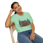 Vintage Cozy Cabin T-Shirt — Faded Pine Tree Cabin Tee
