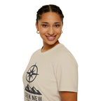 "Seek New Trails" Compass Over Mountains T-Shirt