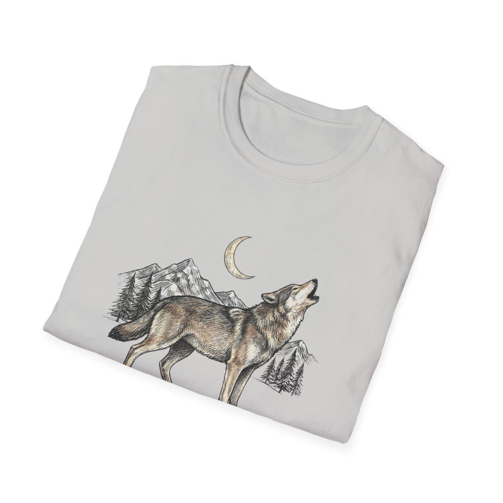 Wolf Howl T-Shirt — Moonlit Mountain Wildlife Tee