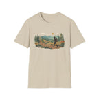 Hiker Mountain Sunset T-Shirt — Scenic Trail Adventure Tee