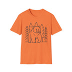 Bear & Pines T-Shirt — Minimal Line Drawing Woodland Tee