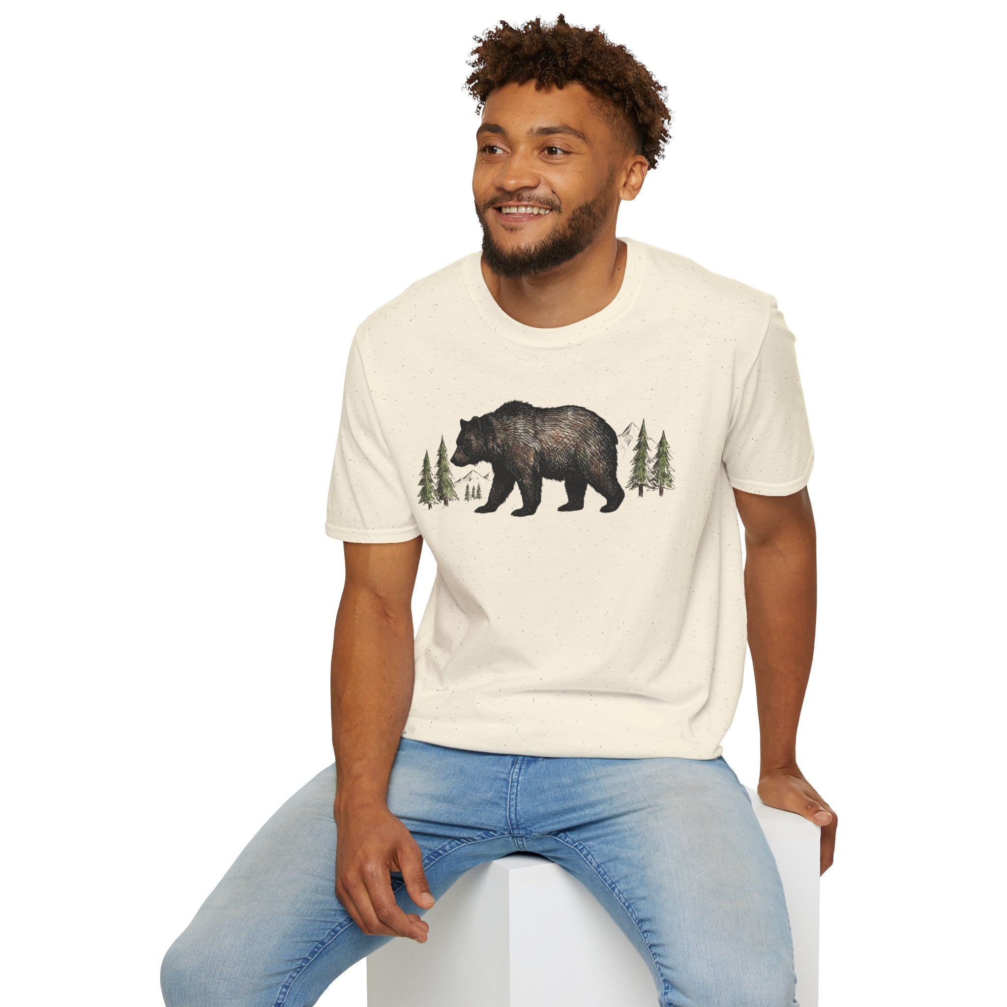 Bear & Forest T‑Shirt - Rustic Woodland Graphic Tee