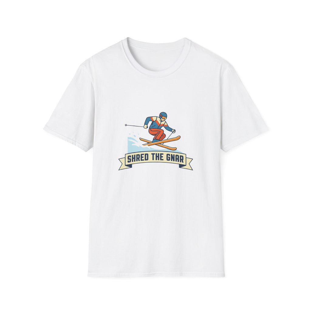 Shred the Gnar Skier T-Shirt | Retro Skiing Graphic