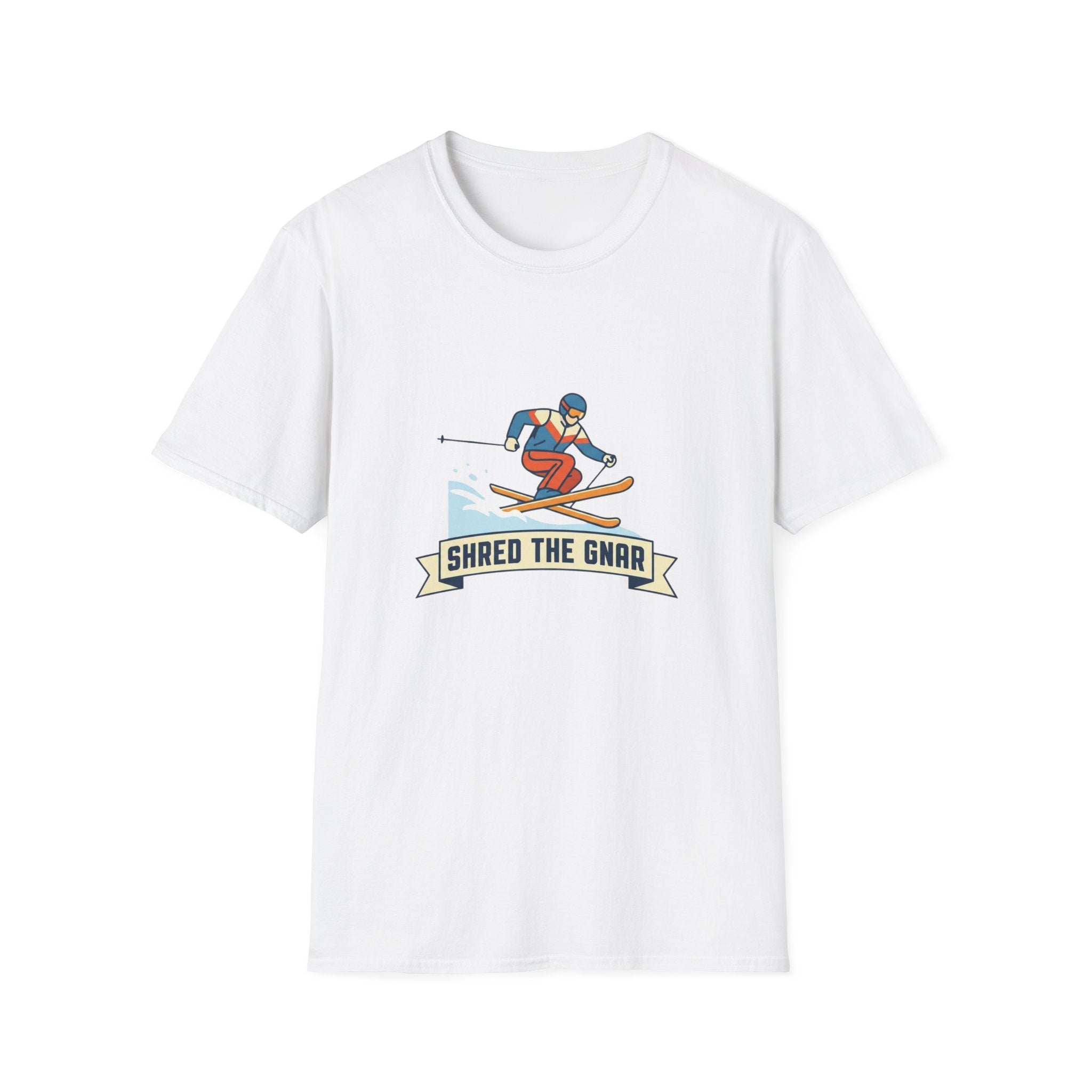 Shred the Gnar Skier T-Shirt | Retro Skiing Graphic
