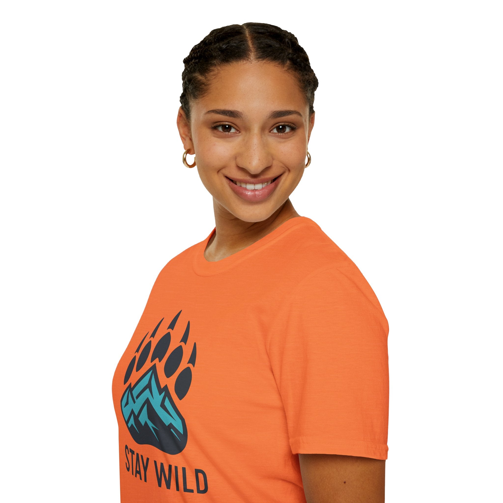 "Stay Wild" Bear Footprint Mountain Emblem T-Shirt