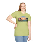 Outdoor T-Shirt — "Seeking Simple Treasures" Sunset Hiker Graphic