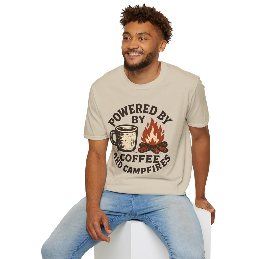 Powered By Coffee And Campfires Vintage Camping T-Shirt