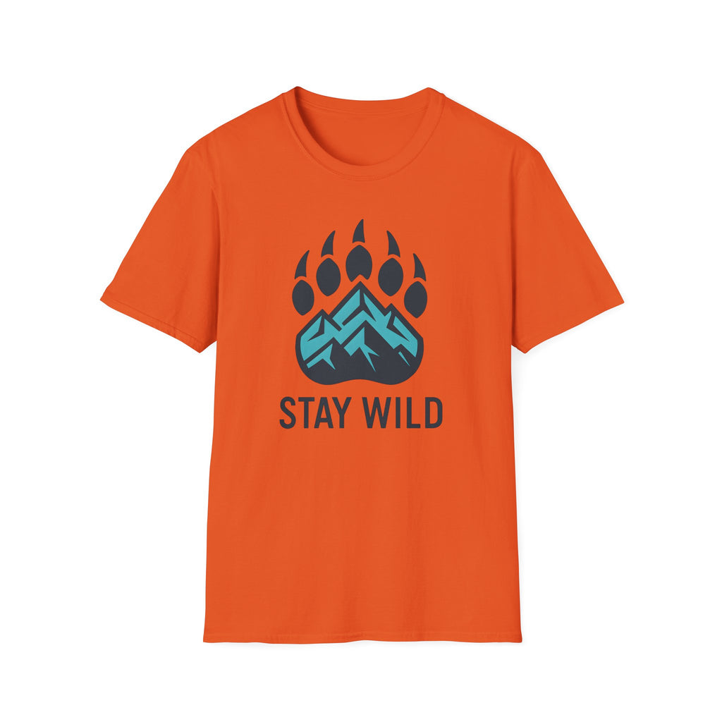 "Stay Wild" Bear Footprint Mountain Emblem T-Shirt