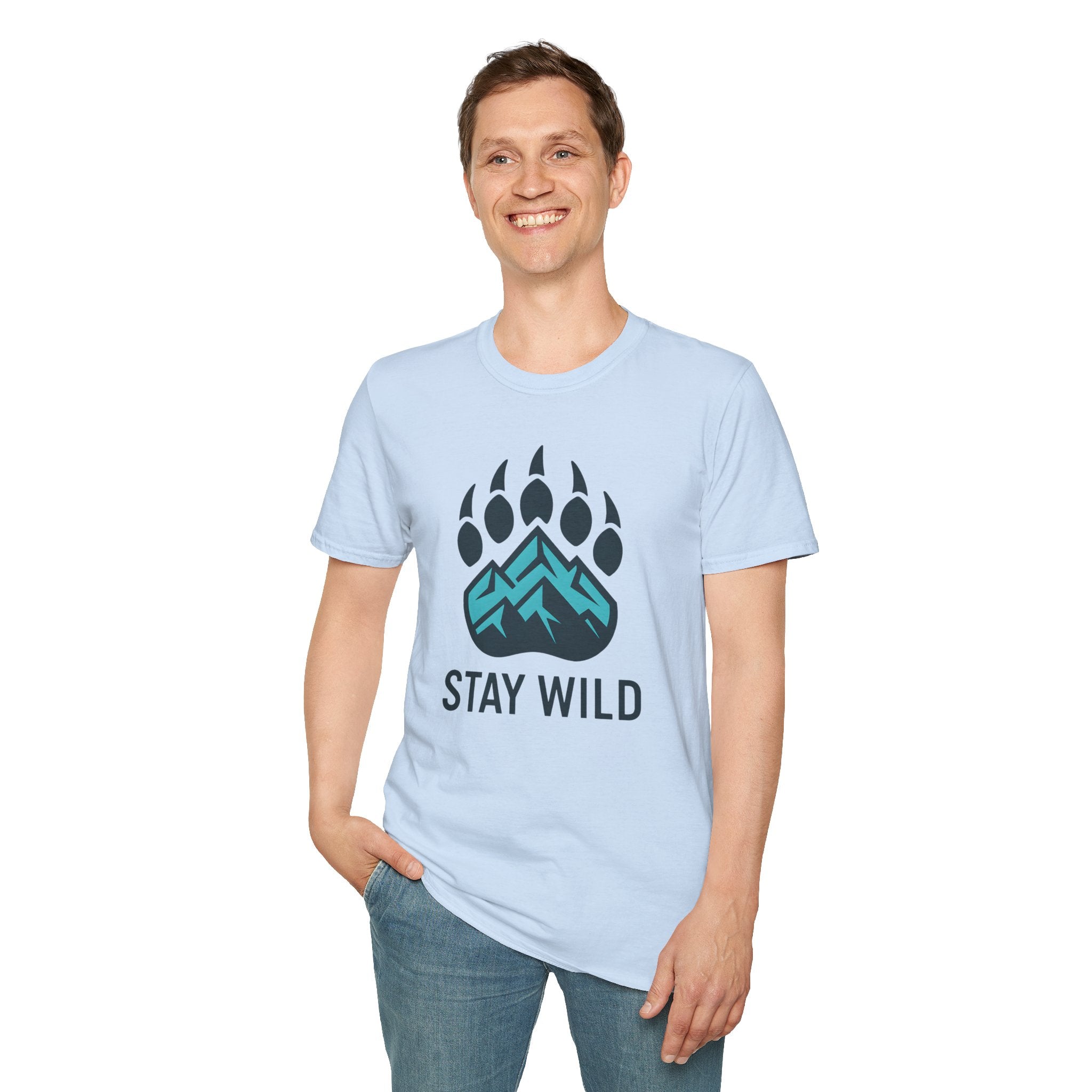 "Stay Wild" Bear Footprint Mountain Emblem T-Shirt