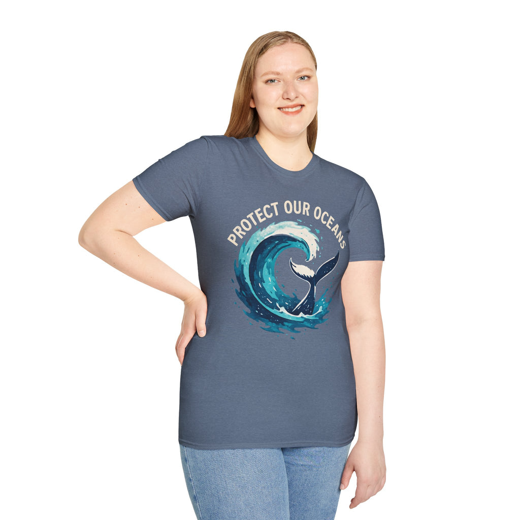 "Protect Our Oceans" Wave Whale Conservation T-Shirt