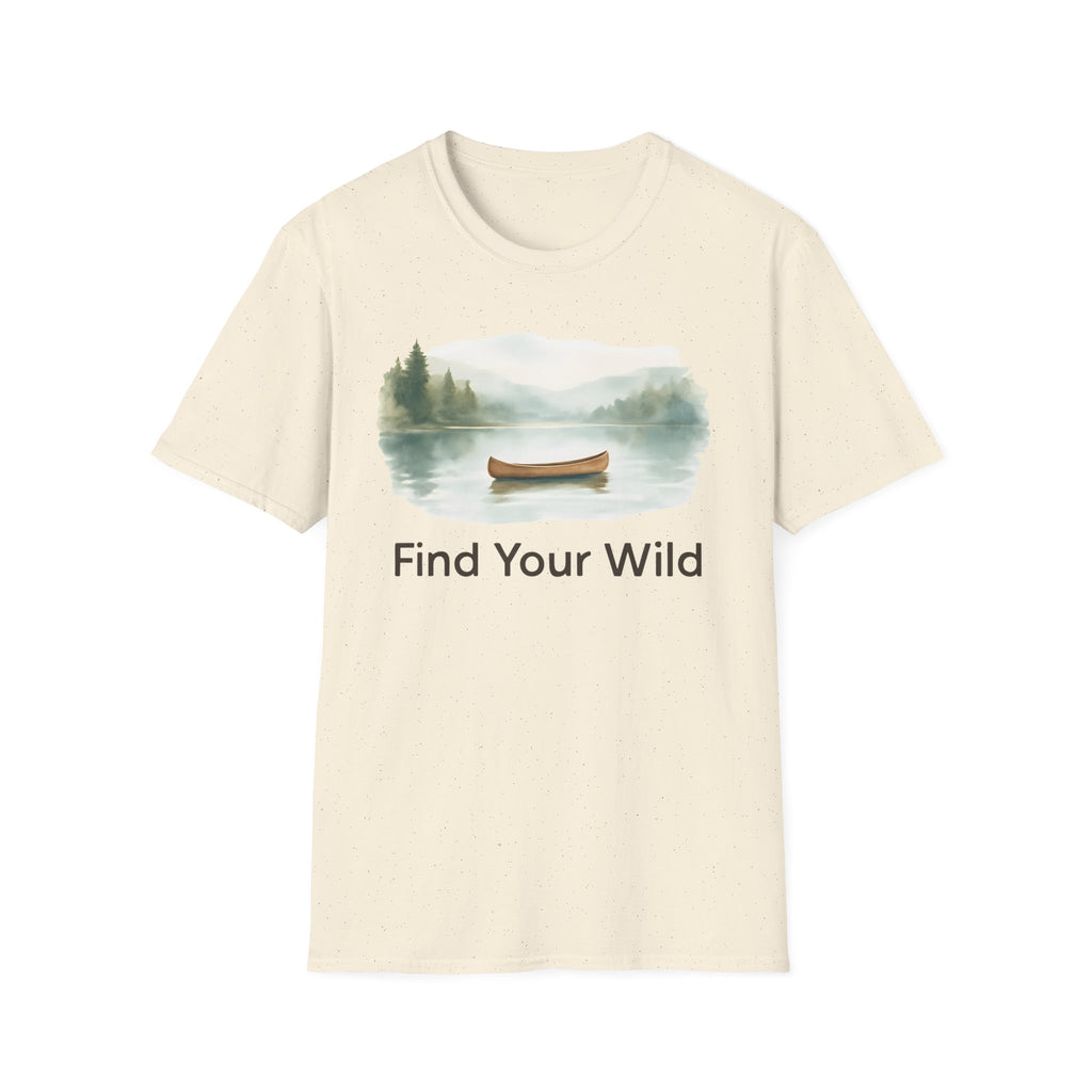 Find Your Wild Canoe T-Shirt — Lake Pine Trees Outdoor Adventure Tee