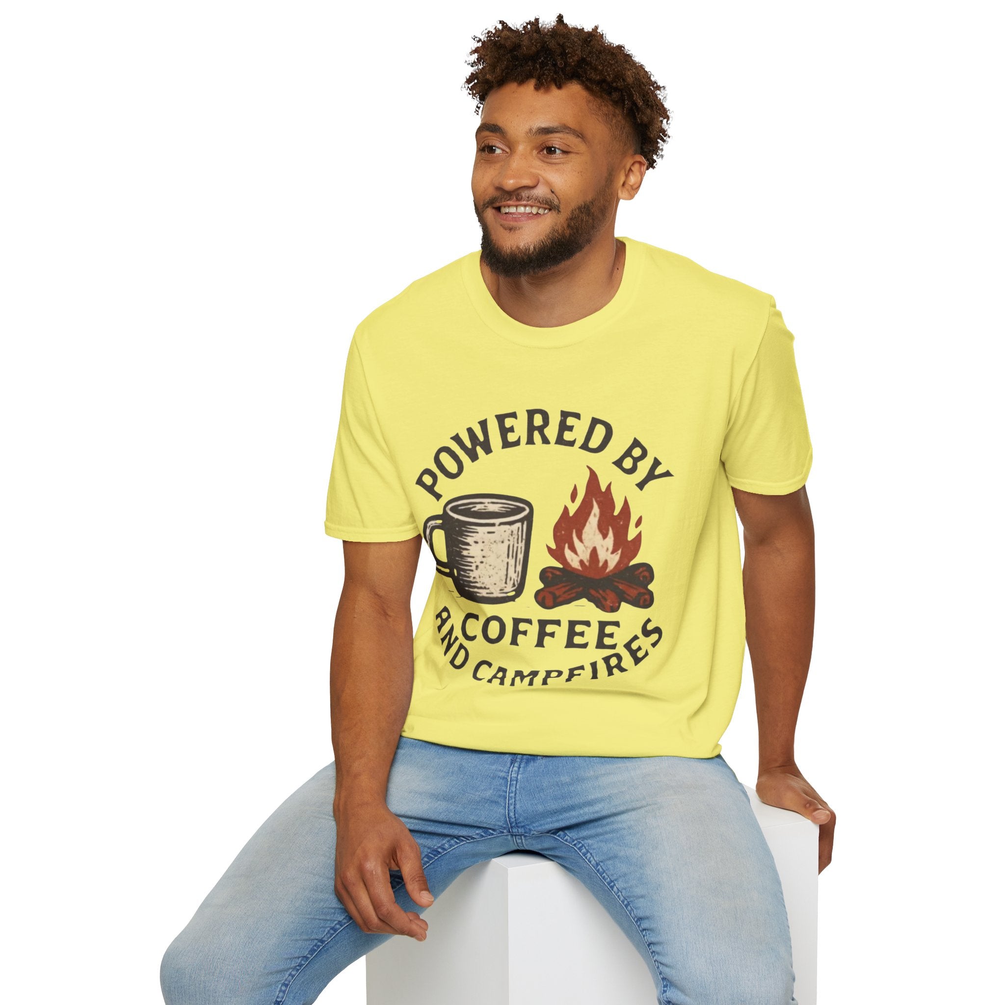 Powered By Coffee And Campfires Vintage Camping T-Shirt