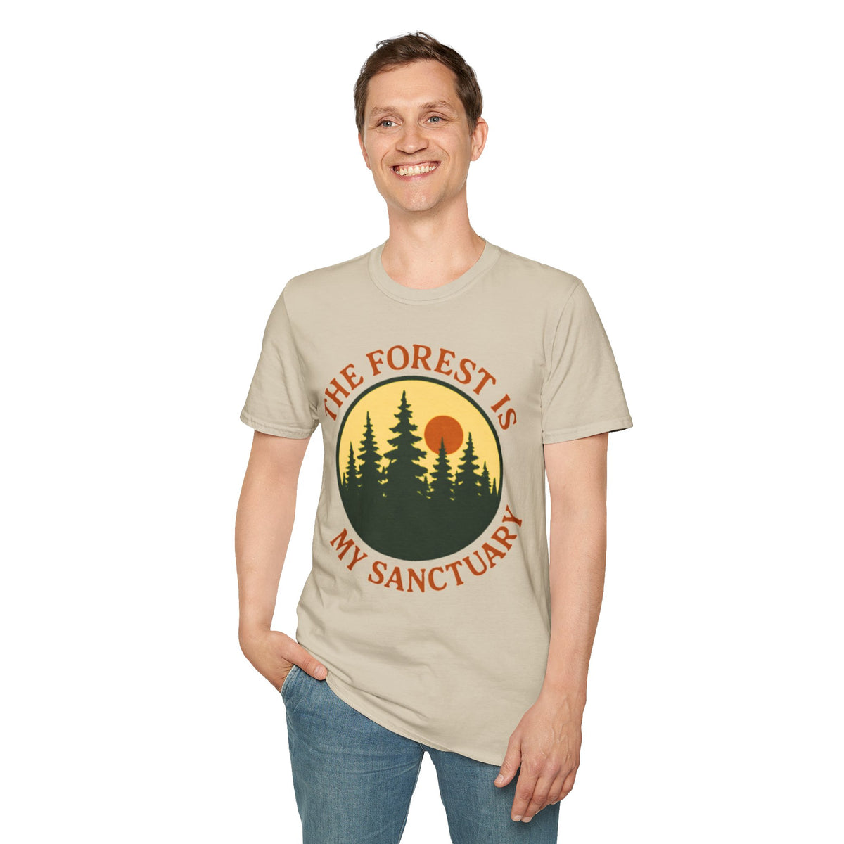 "The Forest Is My Sanctuary" Pines Sunset Graphic Tee Shirt