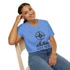 "Seek New Trails" Compass Over Mountains T-Shirt