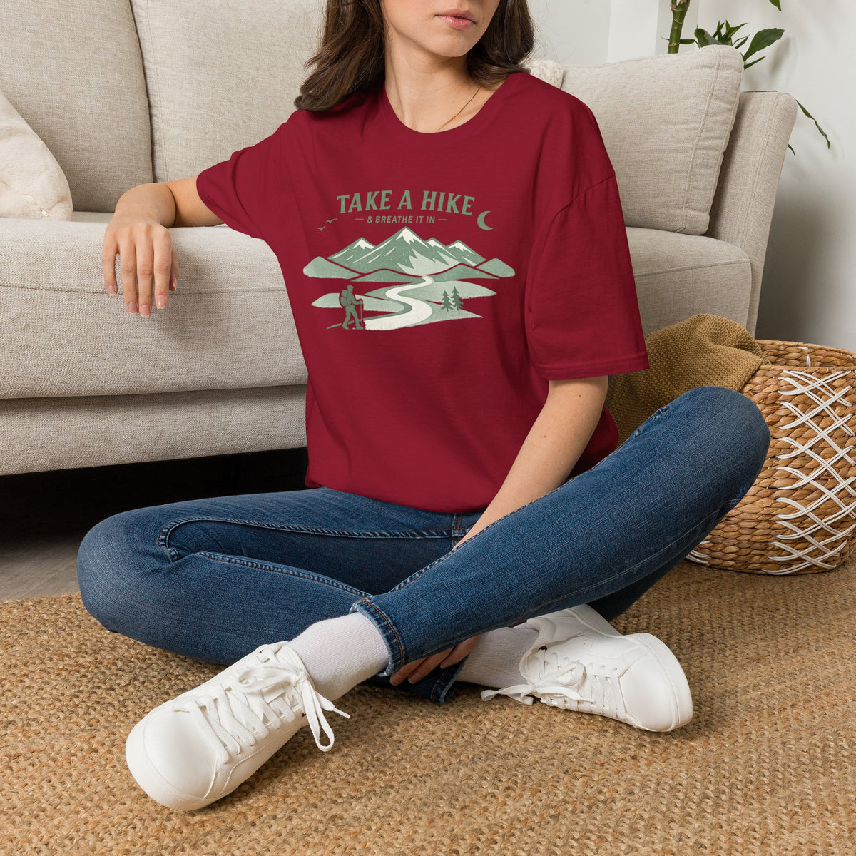 "Take A Hike & Breathe It In" Outdoor Hiking Graphic Tee