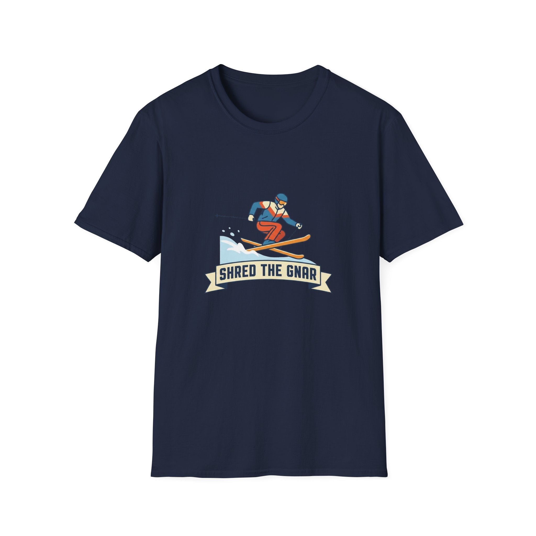 Shred the Gnar Skier T-Shirt | Retro Skiing Graphic