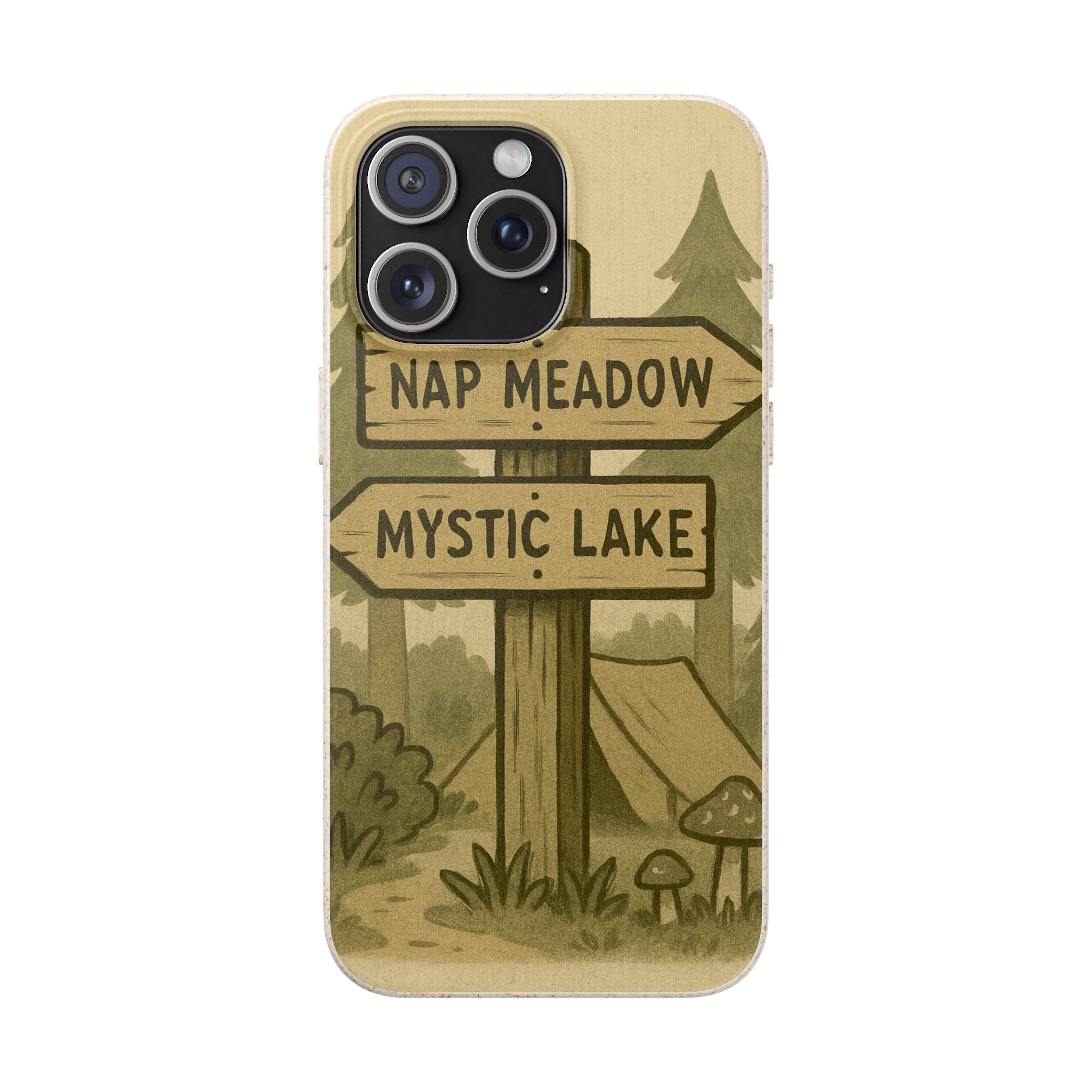 Biodegradable Phone Case — 'Nap Meadow' Mystic Lake Camping Design