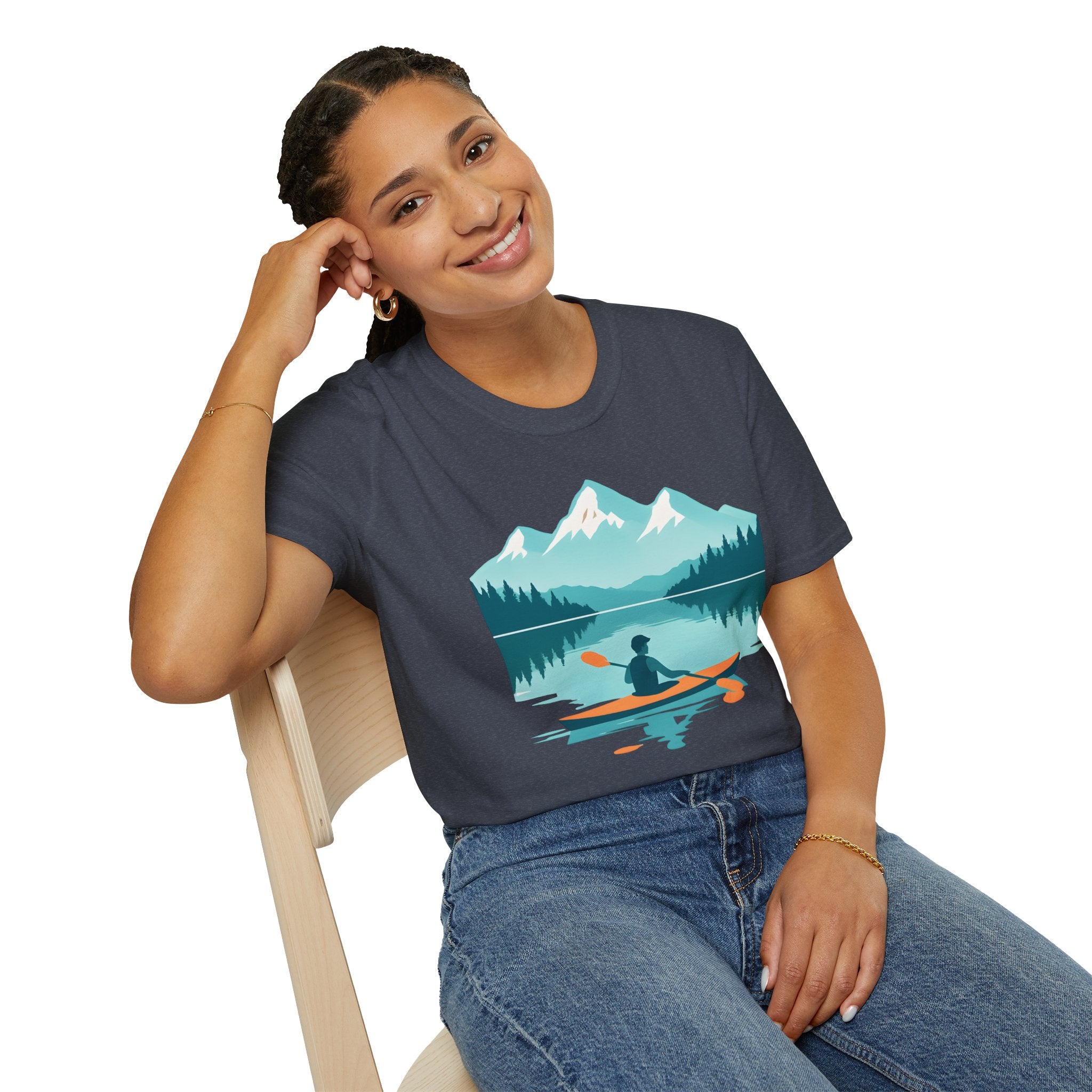 Kayaker on Serene Mountain Lake T-Shirt