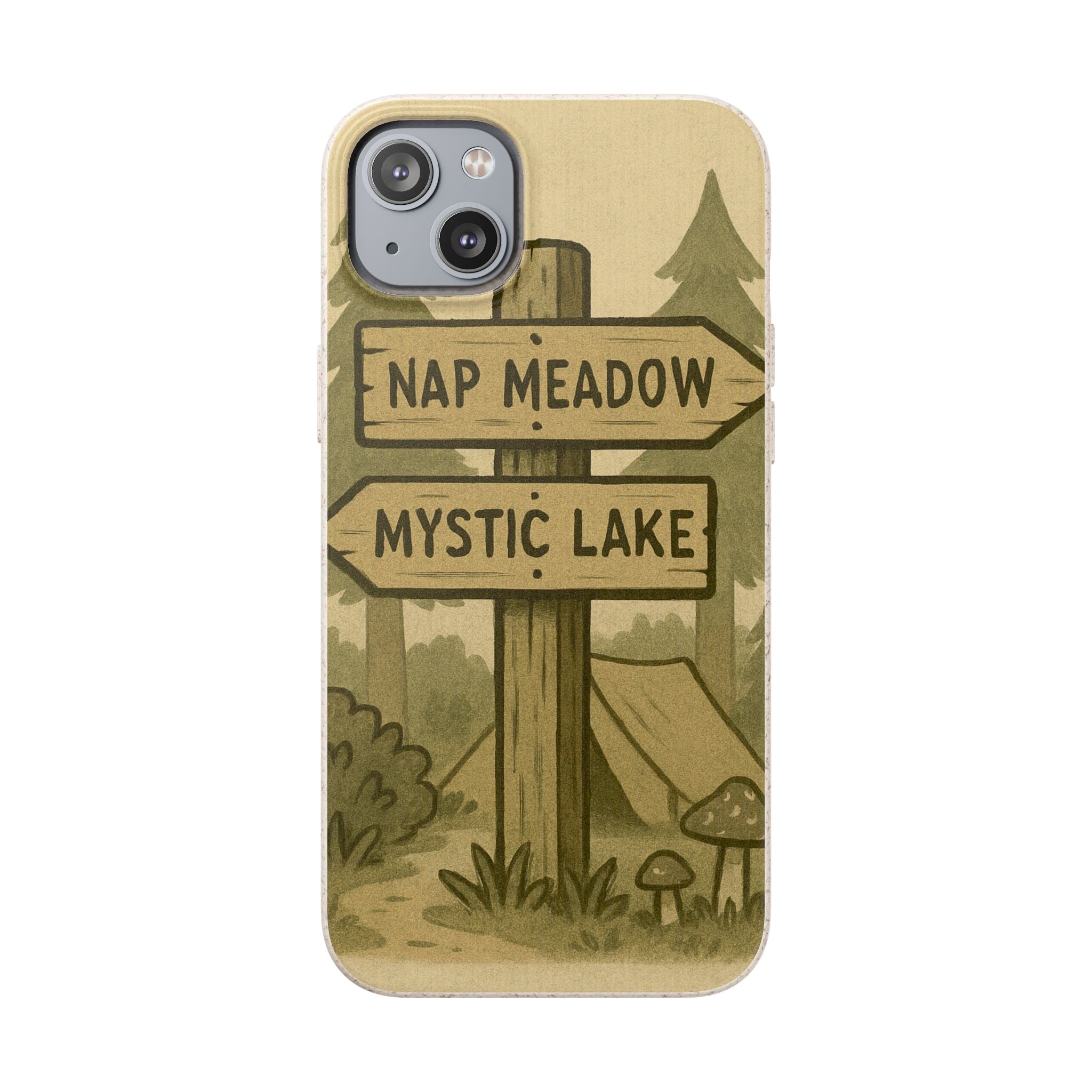 Biodegradable Phone Case — 'Nap Meadow' Mystic Lake Camping Design