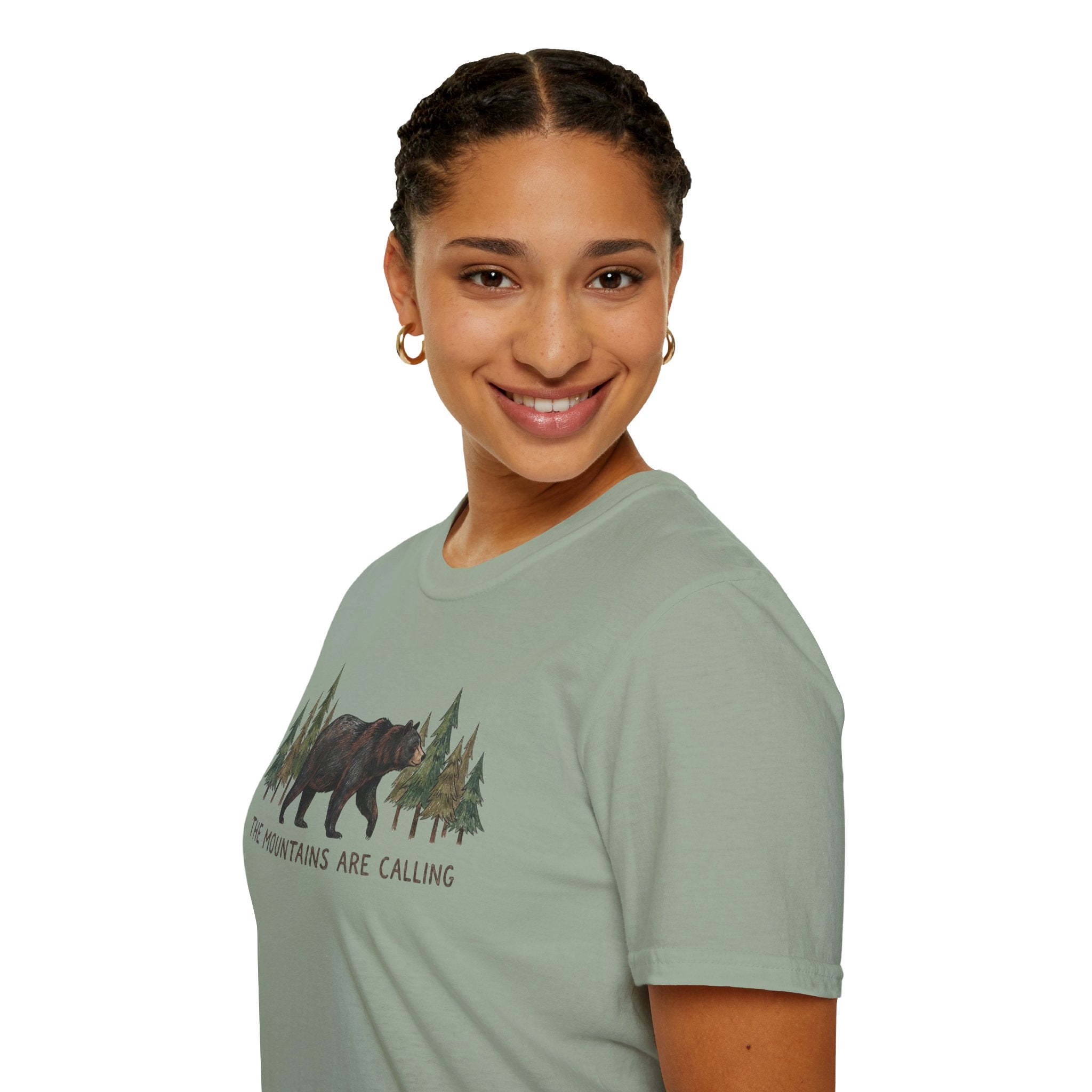 "The Mountains Are Calling" Bear and Pines T-Shirt — Outdoor Graphic Tee