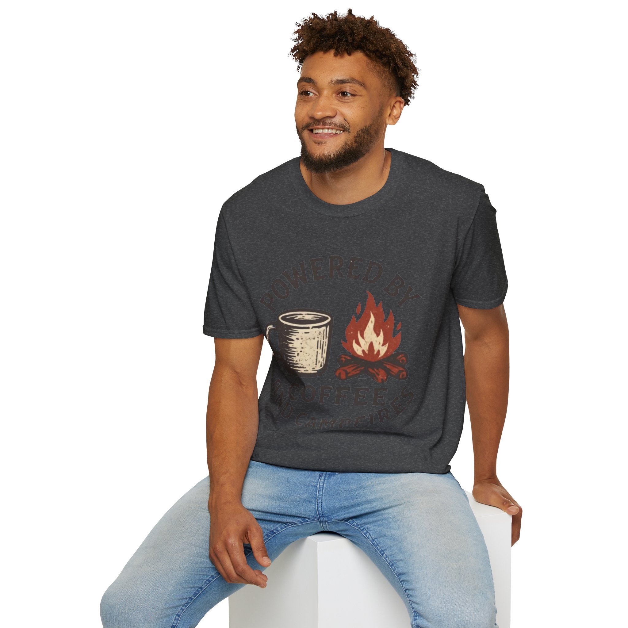 Powered By Coffee And Campfires Vintage Camping T-Shirt