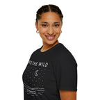 Into The Wild Canoe T-Shirt - Minimal Night Sky Lake Camping Tee
