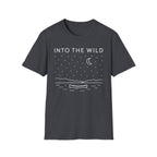 Into The Wild Canoe T-Shirt - Minimal Night Sky Lake Camping Tee