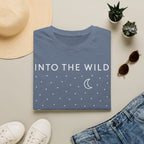 Into The Wild Canoe T-Shirt - Minimal Night Sky Lake Camping Tee