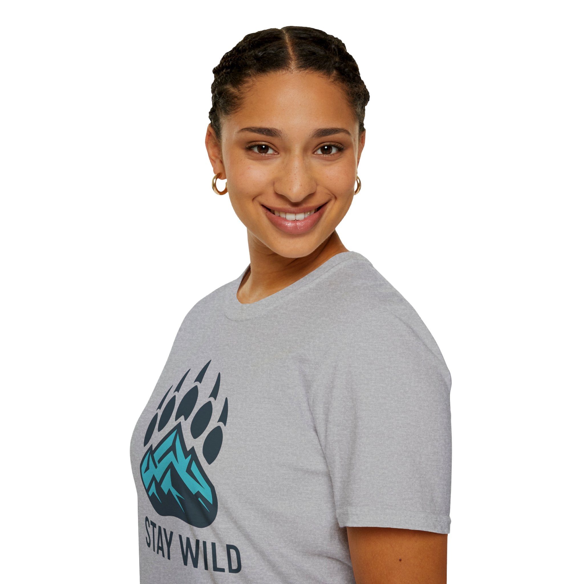 "Stay Wild" Bear Footprint Mountain Emblem T-Shirt