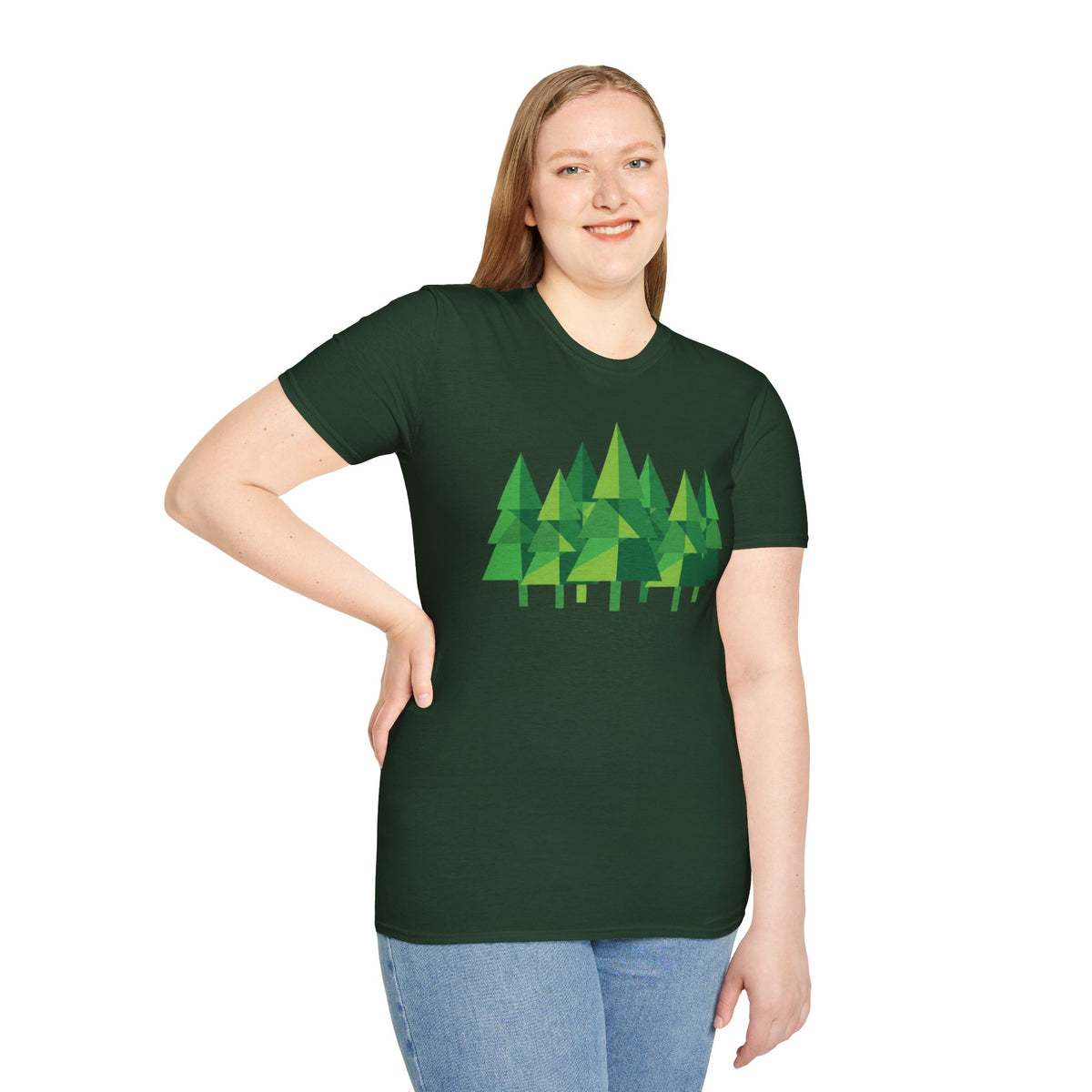 Forest Graphic T-Shirt — Minimal Green Pine Trees Tee