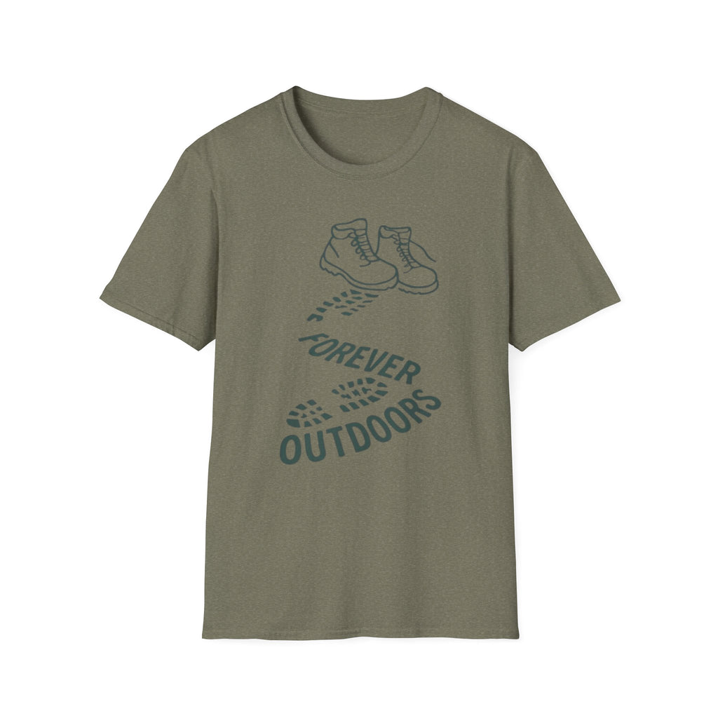 Boots with Footprints "Forever Outdoors" T-Shirt