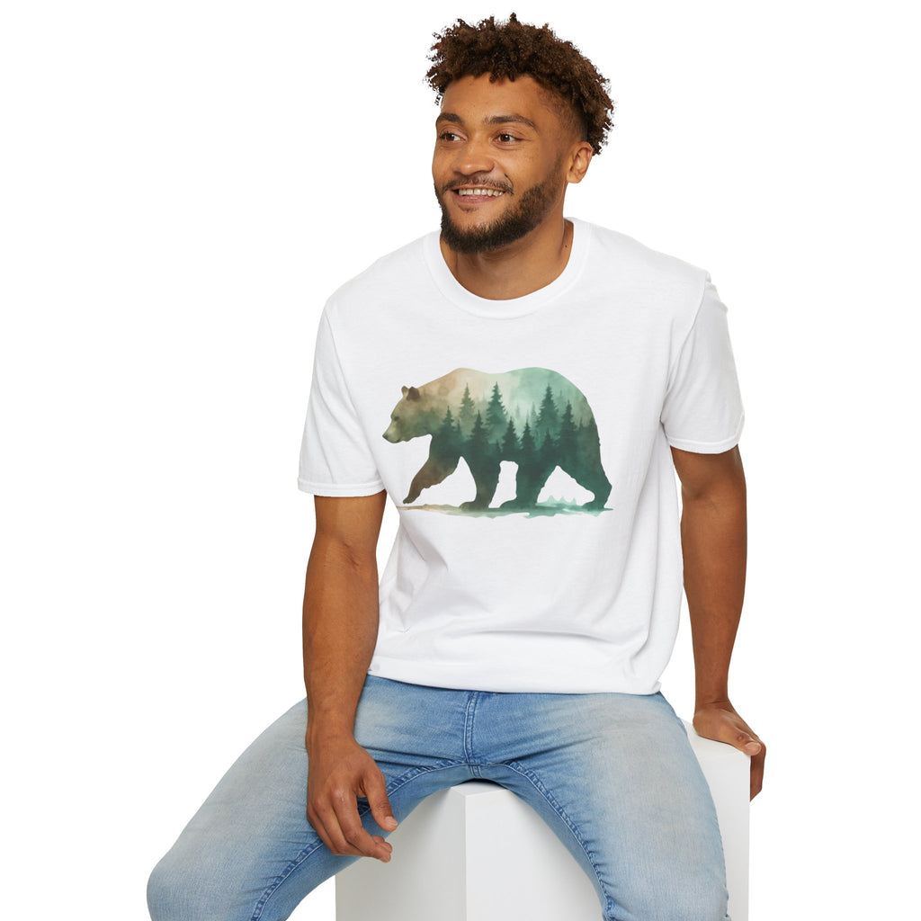 Forest Bear T-Shirt — Watercolor Woodland Bear Graphic Tee Shirt