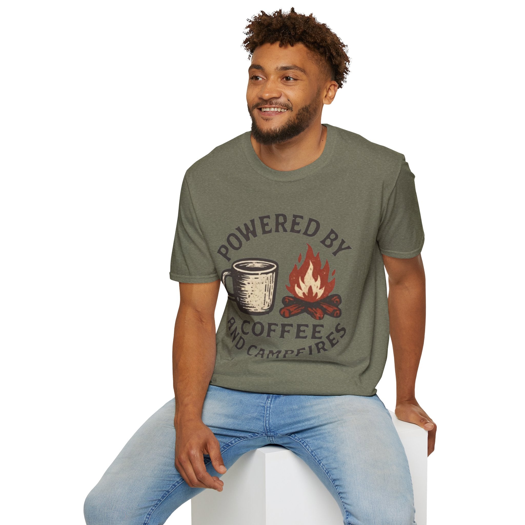 Powered By Coffee And Campfires Vintage Camping T-Shirt