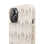 Biodegradable Phone Case — Eco-Friendly Forest Sketch Pattern