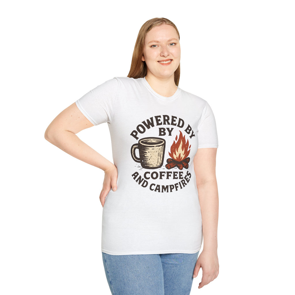 Powered By Coffee And Campfires Vintage Camping T-Shirt