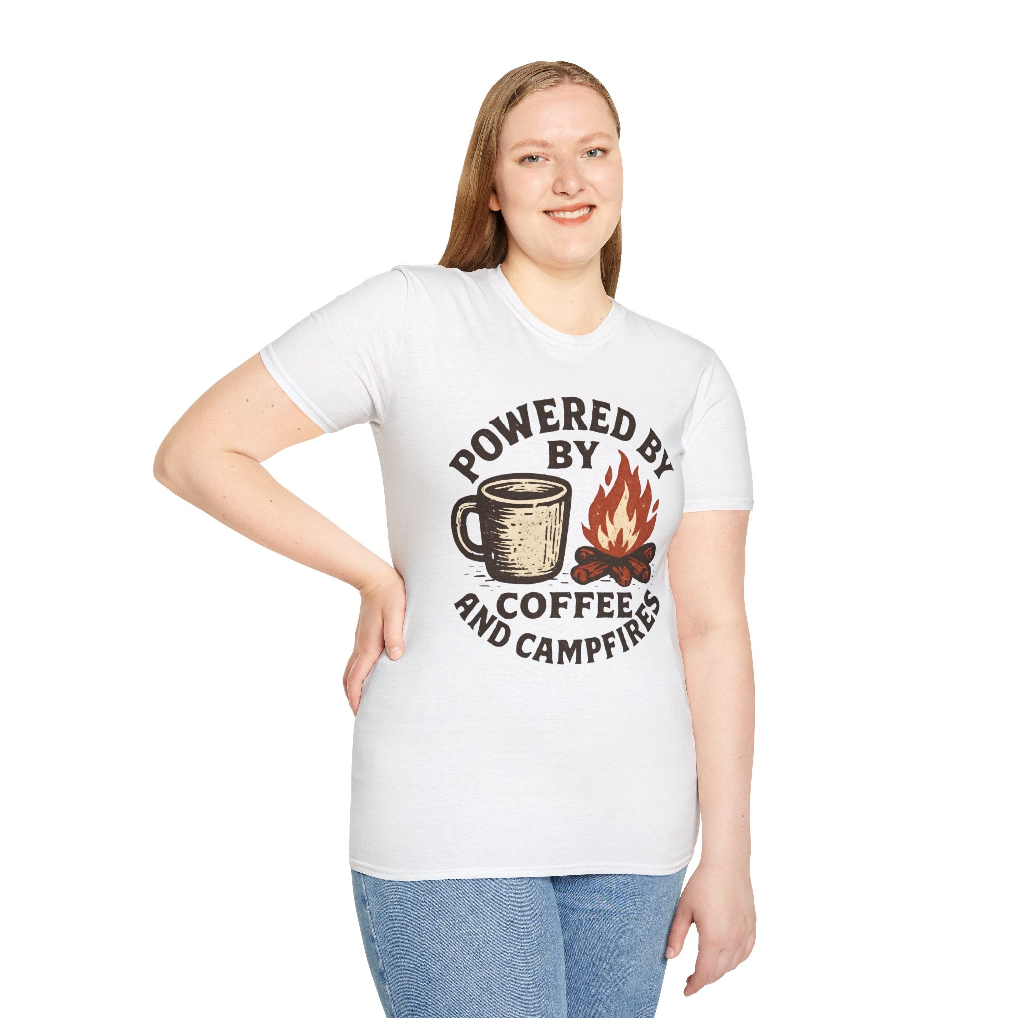 Powered By Coffee And Campfires Vintage Camping T-Shirt