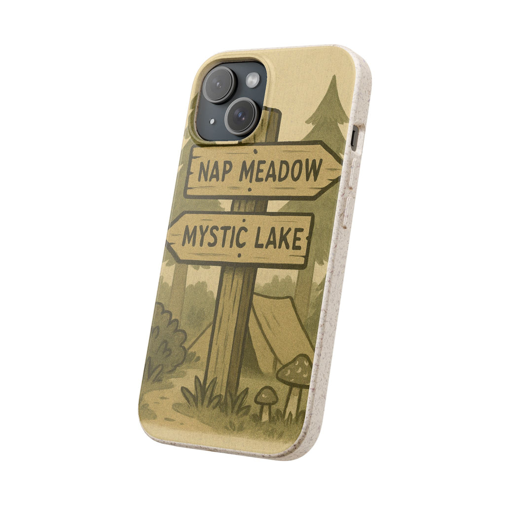 Biodegradable Phone Case — 'Nap Meadow' Mystic Lake Camping Design