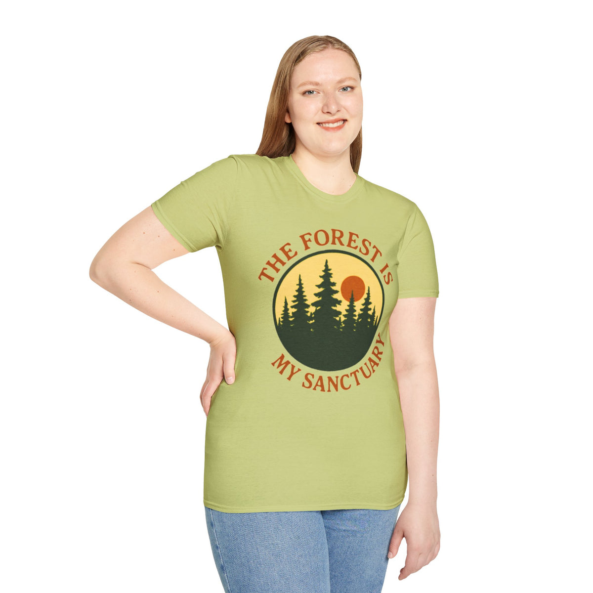 "The Forest Is My Sanctuary" Pines Sunset Graphic Tee Shirt