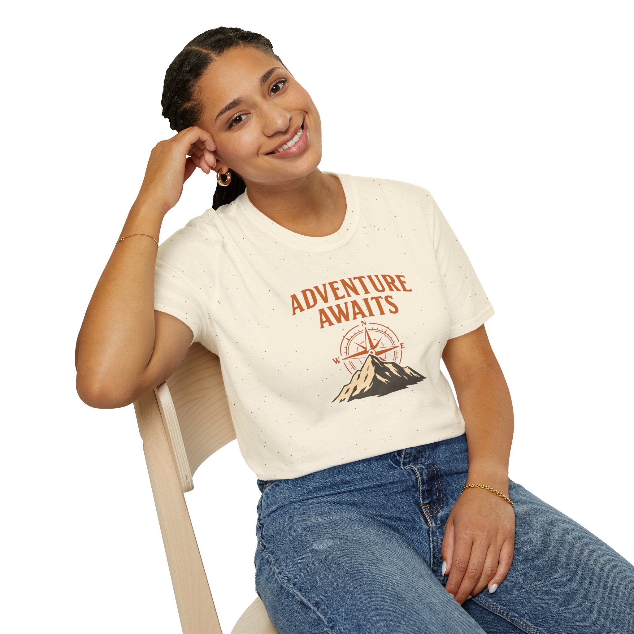 "Adventure Awaits" Compass & Mountain T-Shirt