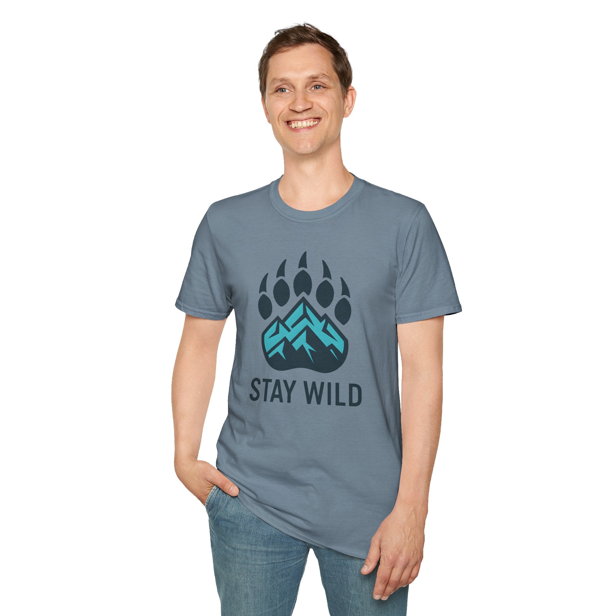 "Stay Wild" Bear Footprint Mountain Emblem T-Shirt