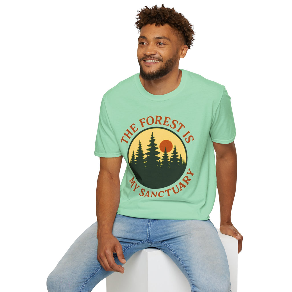 "The Forest Is My Sanctuary" Pines Sunset Graphic Tee Shirt