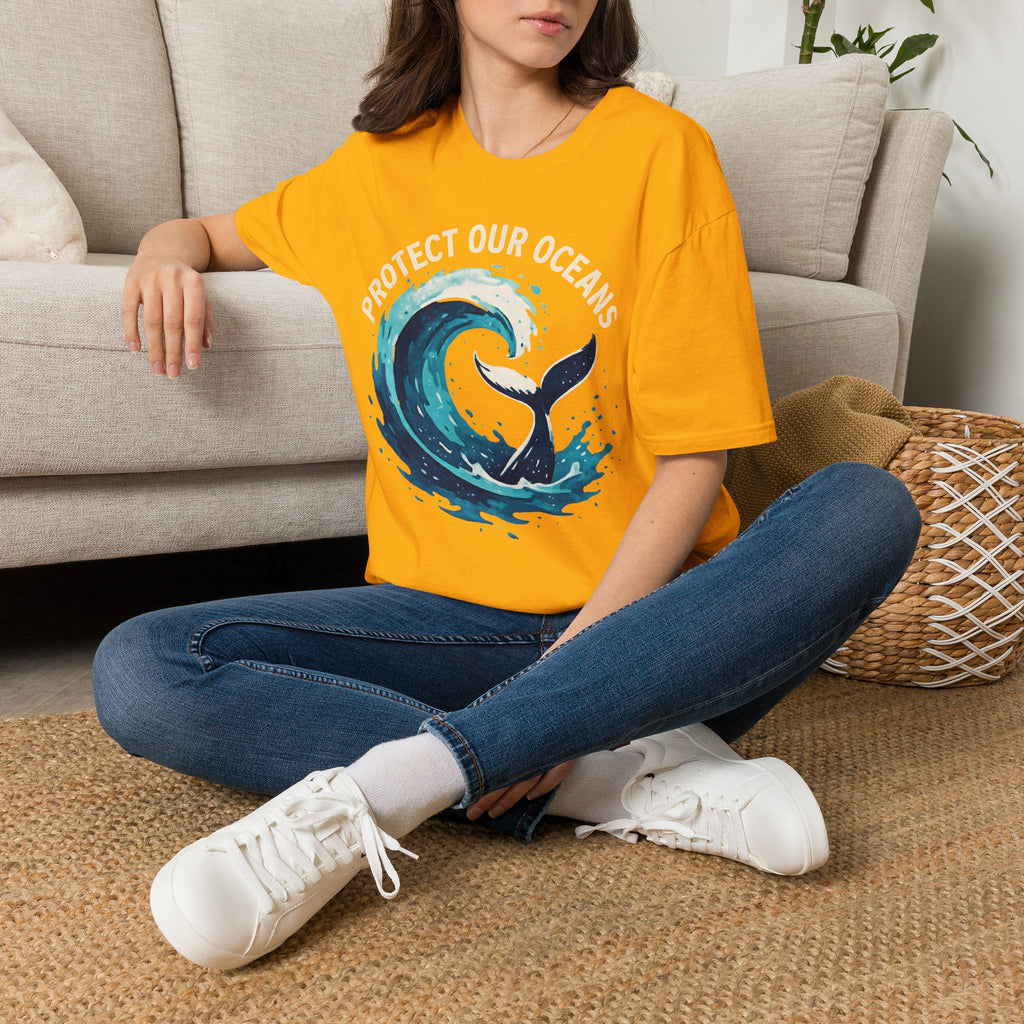 "Protect Our Oceans" Wave Whale Conservation T-Shirt