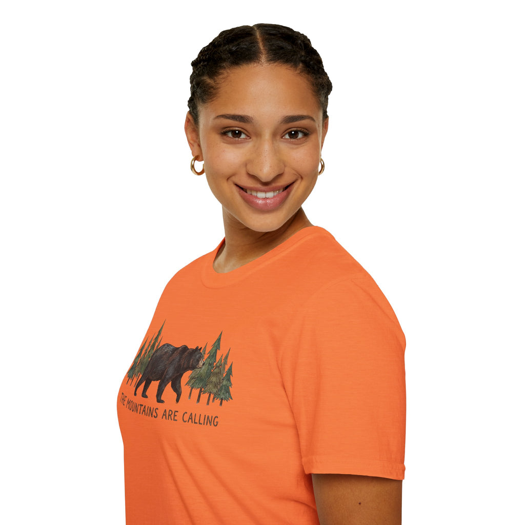 "The Mountains Are Calling" Bear and Pines T-Shirt — Outdoor Graphic Tee